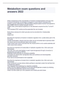 Metabolism exam questions and answers 2022