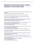 Metabolic Biochemistry Exam 1 Study Questions and Answers 2022