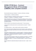 NCMA CPCM Quiz - Contract Management Body of Knowledge (CMBOK) with complete solution