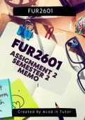 FUR2601 Assignment 2 Memorandum For Semester 2 Year 2022
