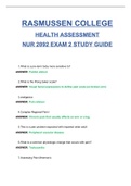 NUR 2092 EXAM 2 STUDY GUIDE HEALTH ASSESSMENT RASMUSSEN COLLEGE
