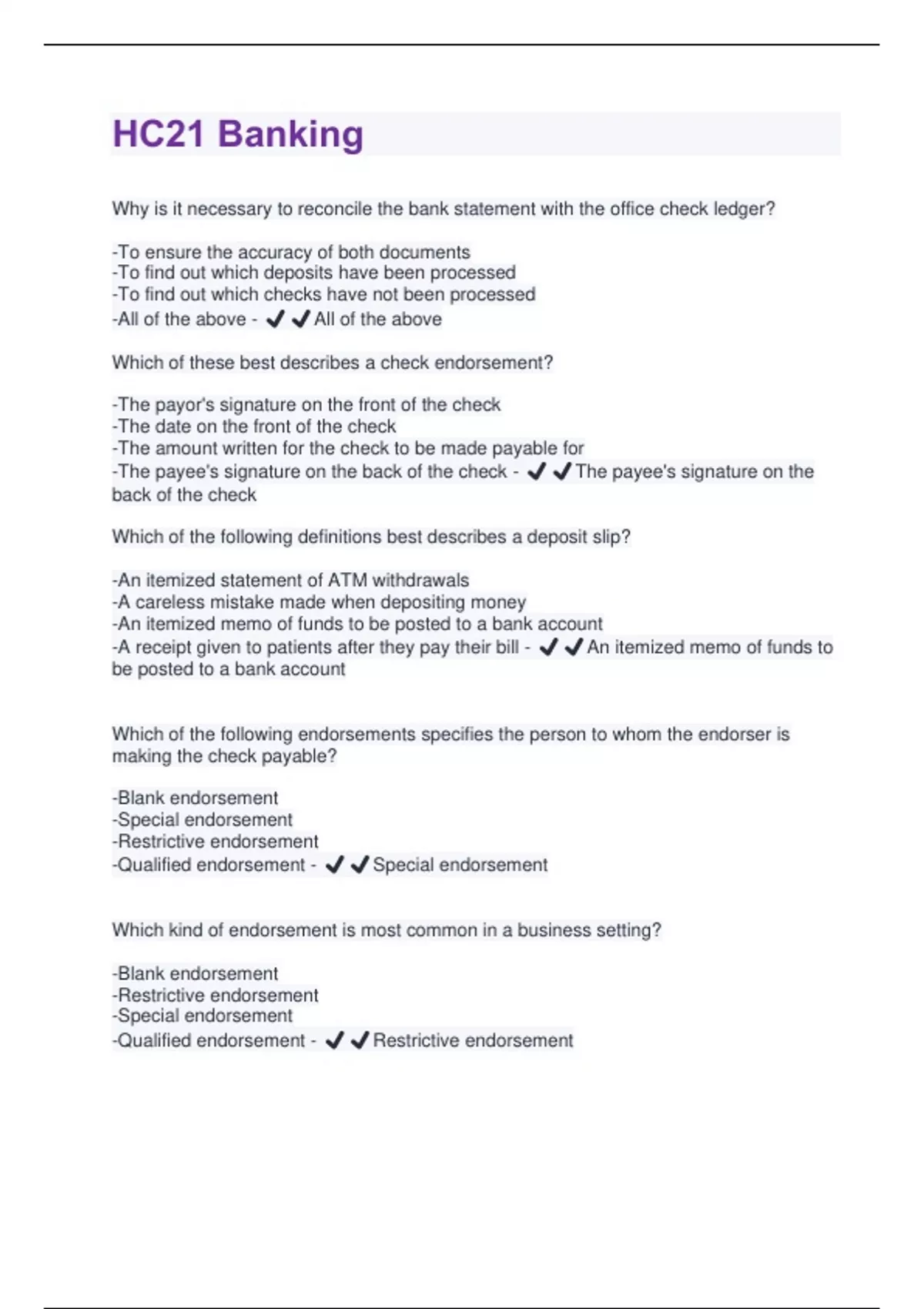 Hc21 Form Example HC21 Banking Questions and Answers New (2025/2026) Solved 100% Correct ...