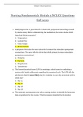 Nursing Fundamentals Module 5 NCLEX Questions and Answers (all correct answers Graded A+)