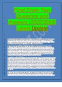 Final Exam Test Questions and Answers &lpar;2022&sol;2023&rpar; Latest Update
