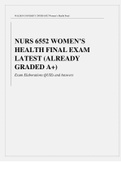 NURS 6552 WOMEN’S HEALTH FINAL EXAM LATEST (ALREADY GRADED A+)