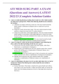 ATI MED-SURG PART A EXAM (Questions and Answers) LATEST 2022/23 |Complete Solution Guides