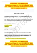 NURS6050 300 Leadership Questions&lpar; Week1&rpar;&period; Exit HESI EXAM Q&A 100&percnt; CORRECT &vert; VERIFIED AND RATED 100&percnt; LATEST UPDATE 2022&sol;2023 GRADED A&plus;