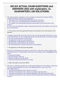 NCLEX ACTUAL EXAM QUESTIONS and ANSWERS 2023/24 Updated with explanation. A+ GUARANTEED (180 SOLUTIONS)
