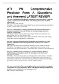 ATI PN Comprehensive Predictor Form A,B,C Questions and Answers LATEST REVIEW