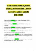 Environmental Management Exam &vert; Questions and Correct Answers &vert; Latest Update 2024&sol;2025