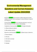ENVIRONMENTAL MANAGEMENT PACKAGE DEAL EXAMS&colon;&colon;&colon;&colon;&colon; QUESTIONS AND CORRECT ANSWERS &vert; LATEST UPDATE 2024&sol;2025&period; Actual tests&comma; envs&comma; environmental officer training 