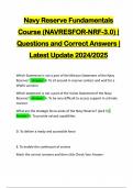 Navy Reserve Fundamentals Course &lpar;NAVRESFOR-NRF-3&period;0&rpar; &vert; Questions and Correct Answers &vert; Latest Update 2024&sol;2025