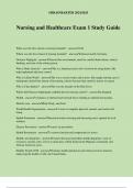Nursing and Healthcare Exam 1 Study Guide