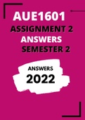 AUE1601 Assignment 2, Answers, for Semester 2, year 2022