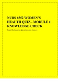 NRNP  6552 WOMEN’SHEALTH QUIZ - MODULE 1KNOWLEDGE CHECK Questions & Answers