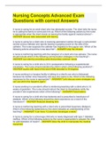 Nursing Concepts Advanced Exam Questions with correct Answers