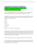 Association of Clinical Research Professionals ACRP Practice Exam 2022 with COMPLETE SOLUTION