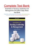Essentials of Nursing Leadership and Management 7th Edition Sally Weiss Test Bank
