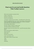 Final exam for personal health Questions With Verified Answers&period;