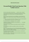 Personal Health&colon; Final Exam Questions With Verified Answers&period;
