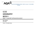 AQA GCSE GEOGRAPHY PAPER 1 (8035/1) Version: 1.0 Final MARK SCHEME