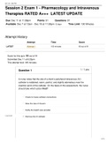 Session 2 Exam 1 - Pharmacology and Intravenous Therapies RATED A&plus;&plus;&plus;  LATEST UPDATE