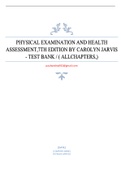 PHYSICAL EXAMINATION AND HEALTH ASSESSMENT&comma;7TH EDITION BY CAROLYN JARVIS - TEST BANK &sol; &lpar; ALLCHAPTERS&comma;&rpar;
