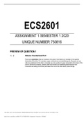 ECS2601 Assignment 1, assignment 2  (Semester 2 and semester 1)  and  exam pack 2022