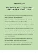 RHIA PRACTICE EXAM QUESTIONS - DOMAIN II With Verified Answers&period;