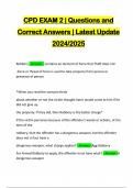 CPD EXAM 2 &vert; Questions and Correct Answers &vert; Latest Update 2024&sol;2025