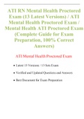 ATI RN Mental Health Proctored Exam (13 Latest Versions, 2023) /2024 ATI Mental Health Proctored Exam / Mental Health ATI Proctored Exam (Complete Guide for Exam Preparation, 100% Correct Answers).