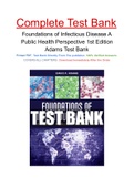 Foundations of Infectious Disease A Public Health Perspective 1st Edition Adams Test Bank
