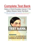 History of World Societies Volume 2 11th Edition Wiesner Hanks Test Bank