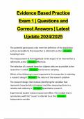 Evidence Based Practice Exam 1 &vert; Questions and Correct Answers &vert; Latest Update 2024&sol;2025