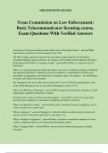 Texas Commission on Law Enforcement&colon; Basic Telecommunicator licensing course&period; Exam Questions With Verified Answers