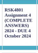 RSK4801 Assignment 4 &lpar;COMPLETE ANSWERS&rpar; 2024 - DUE 4 October 2024 &semi; 100&percnt; TRUSTED Complete&comma; trusted solutions and explanations&period; Ensure your success with us&period;&period; 