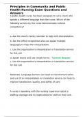 Principles in Community and Public Health Nursing Exam Questions and Answers