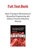 Basic Transport Phenomena in Biomedical Engineering 4th Edition Fournier Solutions Manual