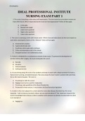 IDEAL PROFESSIONAL INSTITUTE NURSING EXAM PART 1