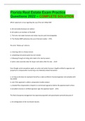 Florida Real Estate Exam Practice Questions 2022 &ndash; COMPLETE SOLUTION
