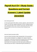 Payroll Acct Ch 1 Study Guide &vert; Questions and Correct Answers &vert; Latest Update 2024&sol;2025