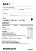 AQA  GCSE  COMBINED SCIENCE&colon; TRILOGY  Foundation Tier  Biology Paper 1F JUNE 2024