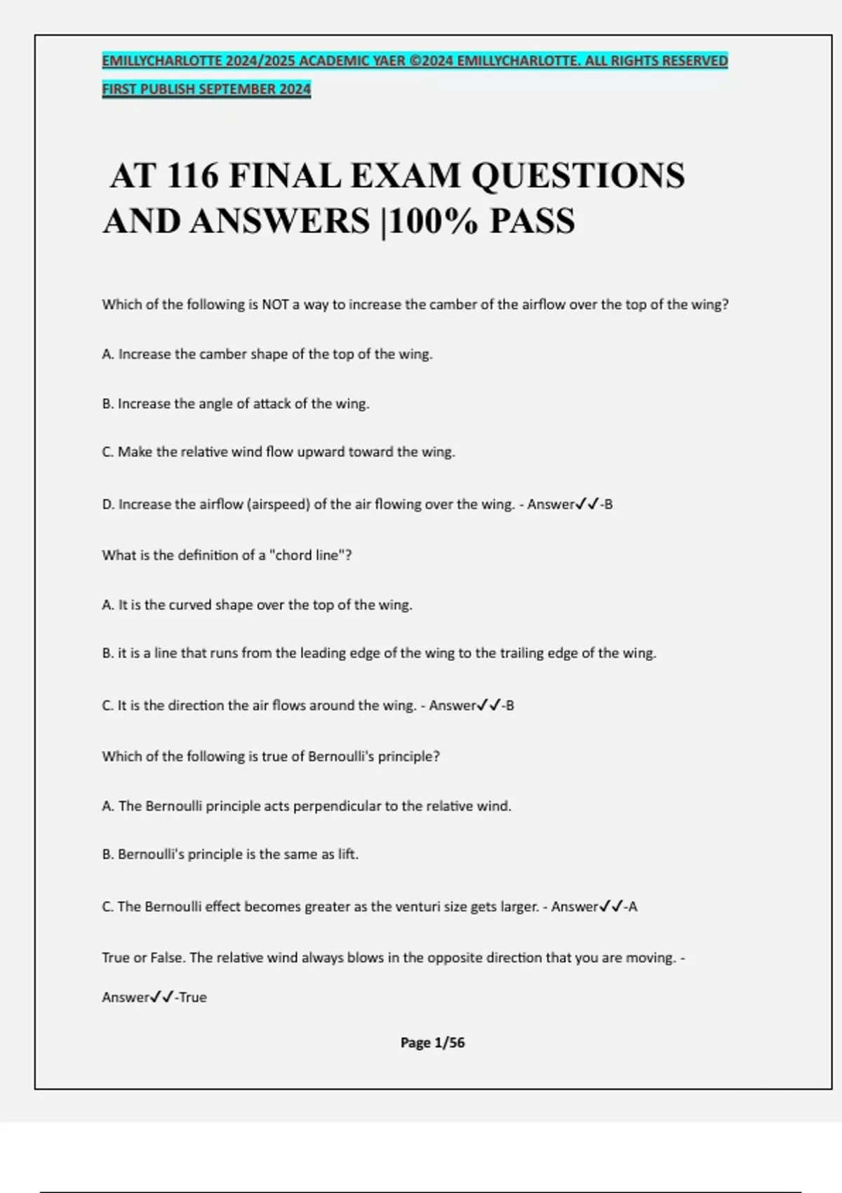 AT 116 FINAL EXAM QUESTIONS AND ANSWERS |100% PASS - AT116 - Stuvia US