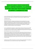 FOCUS ON ADULT HEALTH EXAM WITH  CORRECT VERIFIED ANSWERS &vert; ALL BUNDLED  TO BOOST AND EASE YOUR STUDY&sol; VERIFIED  BY EXPERTS &sol; GUARANTEED PASS