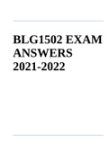 BLG1502 EXAM ANSWERS 2021-2022