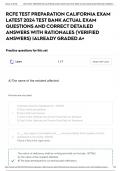 RCFE TEST PREPARATION CALIFORNIA EXAM LATEST 2024 TEST BANK ACTUAL EXAM QUESTIONS AND CORRECT DETAILED ANSWERS WITH RATIONALES &lpar;VERIFIED ANSWERS&rpar; &vert;ALREADY GRADED A&plus;