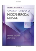 Brunner and Suddarth's Canadian Textbook of Medical Surgical Nursing 4th Edition Hussein Test Bank ALL CHAPTERS  1 - 74 | ISBN-13:9781975108045