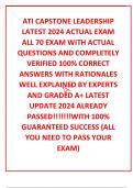 ATI CAPSTONE LEADERSHIP LATEST 2024 ACTUAL EXAM ALL 70 EXAM WITH ACTUAL QUESTIONS AND COMPLETELY VERIFIED 100&percnt; CORRECT ANSWERS WITH RATIONALES WELL EXPLAINED BY EXPERTS AND GRADED A&plus; LATEST UPDATE 2024 ALREADY PASSED&excl;&excl;&excl;&excl;&excl;&excl;&excl;WITH 100&percnt; GUARANTEED SUCCESS &lpar;AL