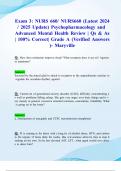 Exam 3&colon; NURS 660&sol; NURS660 &lpar;Latest 2024&sol; 2025 Update&rpar; Psychopharmacology and Advanced Mental Health Review &vert; Qs & As&vert; 100&percnt; Correct&vert; Grade A &lpar;Verified Answers&rpar;- Maryville