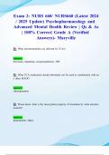 Exam 2&colon; NURS 660&sol; NURS660 &lpar;Latest 2024&sol; 2025 Update&rpar; Psychopharmacology and Advanced Mental Health Review &vert; Qs & As&vert; 100&percnt; Correct&vert; Grade A &lpar;Verified Answers&rpar;- Maryville